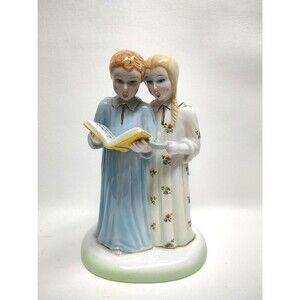 Giovanni Ronzan Italian Boy Girl Choir Porcelain Figurine Italy Gold Trim 7"tall